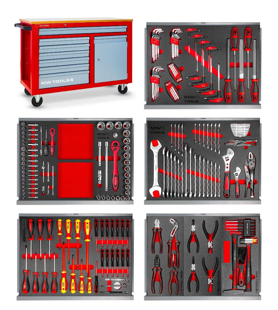 MWE211K1 Set outils 211 pcs dans servante GW107K