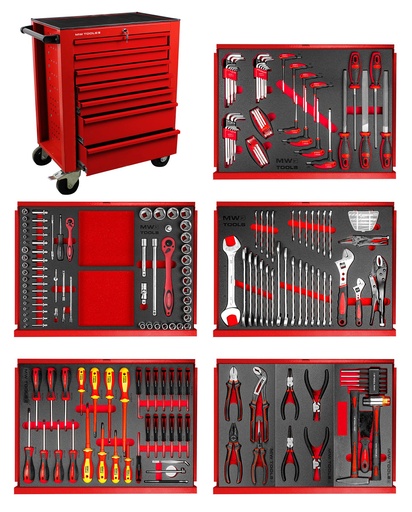 [855006751] SERVANTE D'ATELIER COMPLÈTE ROUGE 211 OUTILS